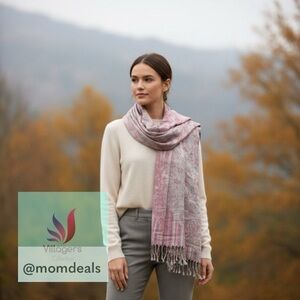 Elegant Shawl in Silver & Pink Paisley- Versatile Wrap, Scarf, Veil Soft Rayon